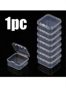 10/1 pièce Boîte carrée en plastique transparent, boîte de rangement pour perles, boucles d'oreilles, bouchons d'oreilles, boutons et plus