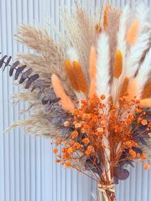 1 Bouquet Mixed With Baby's Breath, Gypsophila, Bunny Tail Grass, Eucalyptus, Lavender, Etc. Natural Floral Bouquet For Vase, Wedding, Bridal Bouquet, Home/Office Decor, Party