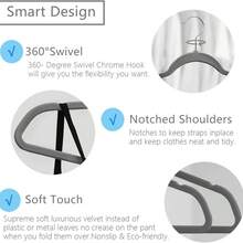 50-Pack Velvet Hangers With Shoulder Slots And A Slim, Space-Saving Design. Standard Hangers For Shirts, Pants, Dresses, Skirts, Suits, And Jackets. Durable Design. - 灰色 - 查看 7