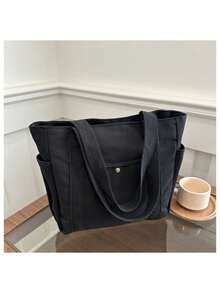 1pc Large Capacity Tote Canvas Bag - Suitable For Both Work And Leisure, This Stylish Shoulder Bag Can Be Used As A Large Beach Bag, A Book Tote, A Clinical Bag, A Nurse's Tote Bag, Or A Handleable Laundry Tote Bag. In Other Words, It Is A Practical Bag For Every Woman In The Sun. When You Are Handling Errands, Work, Or General Life, This Durable Handbag Will Be Your Reliable Companion And Is Also Very Easy To Clean.