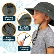 GearTOP Sombrero de Sol de ala Ancha para niños, Sombrero de Pesca para niños y niñas, Sombrero de cubeta para Senderismo, Camping, Pesca, Safari, Playa UPF 50+ - Sombrero de coleta Rosado Claro - Ver 12