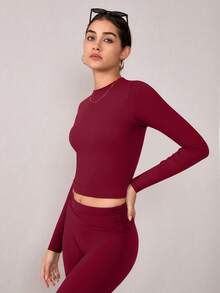 NcmRyu 1 Set Women Fashion Seamless Casual Cropped Waist Shaping Fitness Yoga Christmas Long Sleeve Top And Pants Sports Suit