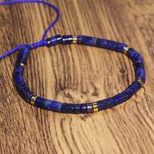 1 pieza Pulsera ajustable con cuentas y espaciador de oro de 4*2 de lapislázuli natural de estilo bohemio, adecuada para uso diario en todas las estaciones. Sirve como un regalo ideal que se cree que trae buena suerte y prosperidad. Además, es un elemento de moda imprescindible para la fotografía al aire libre.