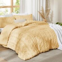 Bedsure Summer Vacation Bedding Set (Holiday Essentials), Tufted Boho Comforter Set, GentleSoft™ 3 Pieces Farmhouse Shabby Chic Embroidery Bedding, High-Quality Polyester Microfiber Summer Bedding Set, Cal King/King/Queen/Full/Twin/Twin XL Cooling Comforter Set, Soft Bedding Set Gift For Graduation/Vacation/Birthday Decoration/Back To School, For Room Decor, Home Decor, Bedroom Decor, Dorm Decor, Father's Day Gift - 黑斑羚黃 - 查看 2