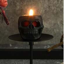 Velas de Halloween, Velas de calavera sangrante y fantasma de 2.5 pulgadas (negro y blanco), Decoraciones de esqueleto, Velas con sangre goteando para decoración gótica de Halloween para fiestas espeluznantes