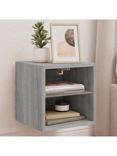 VidaXL TV Wand Unit LED Lighting 30x28.5x30 Cm Grijs Sonoma