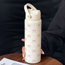 HILAKE 800ml Cute Polka Dot Bow Print Stainless Steel Insulated Water Bottle With Portable Handle And Collapsible Straw - Perfect Travel Mug For Hot & Cold Drinks - Ideal Gift For Family, Friends, Lovers For Birthdays, Christmas, Back To School, And Wedding - Nhiều màu - Xem 11