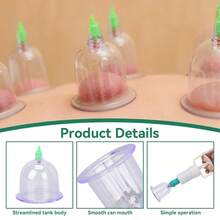 1 caja - Juego de 6 piezas/12 piezas de ventosas chinas profesionales, nuevas tazas de masaje, masajeador corporal con ventosas de succión al vacío y bomba manual, usado para masaje y tratamiento, mejorando la circunferencia de la cintura