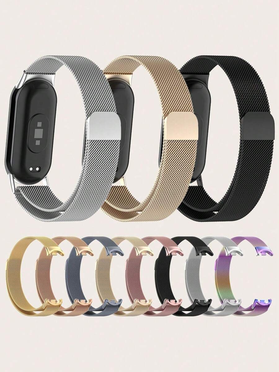 1条纯色金属表带，男女通用，兼容小米手环8/9/10代，适用于小米手环8/9/10，也适用于小米手环手表配件。