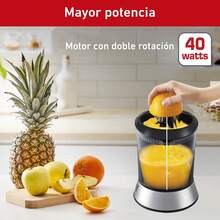 Exprimidor con 2 conos desmontables, jarra 1L, motor 40W - Negro y acero inoxidable - 1 - Ver 3