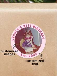 4*4cm 1/20pcs Customized 21-Day Photo Stickers, 21st Birthday Stickers, Personalized Birthday Party Stickers, Baby Shower Stickers - Multicolor - View 8