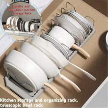 1pc Multi-Color Kitchen Storage Organizer Rack, Expandable Dish Rack, Pot Holder, Drainer Rack, Pot Pan Lid Organizer, Ultimate Kitchen Organizer, Multifunctional Kitchen Counter Shelf, Home Living Storage Rack, Kitchen Utensil Organizer