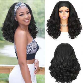 Yaki Curly Headband Wigs For Black Women Kinky Straight Black Headband Curly Ends Synthetic Wear And Go Glueless Half Wig,Mother's Day