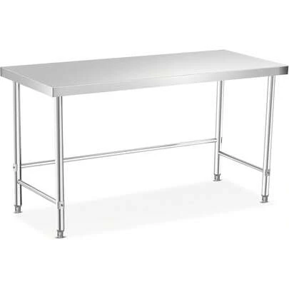 Dragonpad Stainless Steel Work Table Heavy Duty Commercial Kitchen Prep Table With Gloves And Cloths Metal Worktable For Restaurant Home Hotel With/Without Adjustable Casters Open Base Silver