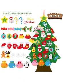 1Pc Christmas DIY Felt Christmas Tree Including Christmas Elements Ornament Wall Hanging Decoration,Non Woven Felt Tree,Christmas Decor,Xmas Decor,Christmas Gifts Christmas Decorations For Home,Christmas Party Favors,Xmas Party Supplies,Wall Decor,Door Decor,Room Decor,Window Decor,Winter Decorations,Ideal Christmas Gifts For Your Family,New Year Party Decor