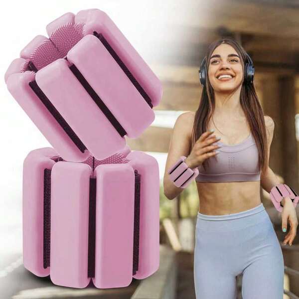 1 Paar Handgelenk- und Knöchelgewichte, 1 Lb (450g) Silikon wasserdicht verstellbar Krafttraining Fitness Ausrüstung tragbar Handgelenk Knöchel Gewicht Armband Bein Handgelenk Gewicht Fitness Massage Riemen, Set mit 2 Silikon Gewichtsarmbändern zum Laufen, Fitness, Yoga, Schwimmen - langanhaltend, wasserdicht, bequem - schwarz und rosa verstellbare Handgelenk- und Knöchelgewichte