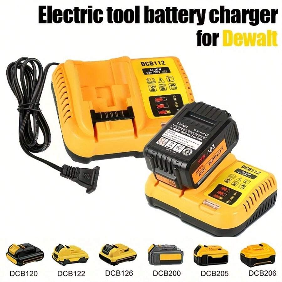 2-Pack For Dewalt 12V/20V Max Fast Battery Charger, Compatible With 20V 12V 60V Batteries DCB120 DCB126 DCB208 DCB201 DCB200 DCB612 DCB609 DCB606, Suitable For Power Tool Batteries. Power Tool Charger (Battery Not Included) - Xem 1