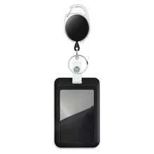 1 Set Zinc Alloy Card Holder Clip + Pull-Out ID Card Holder (Black) - Black - View 1