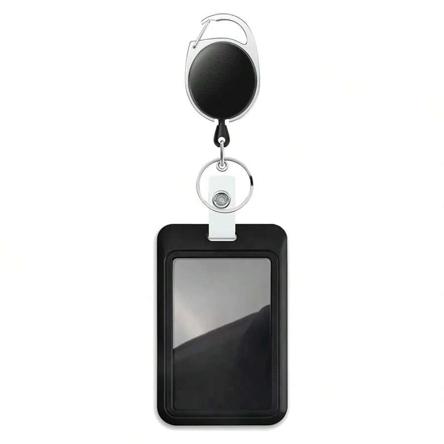 1 Set Zinc Alloy Card Holder Clip + Pull-Out ID Card Holder (Black) - Black - View 1