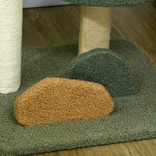 PawHut Small Cat Tree With Scratching Posts 2 Beds Toy Ball Indoor, Multi - Green - View 9