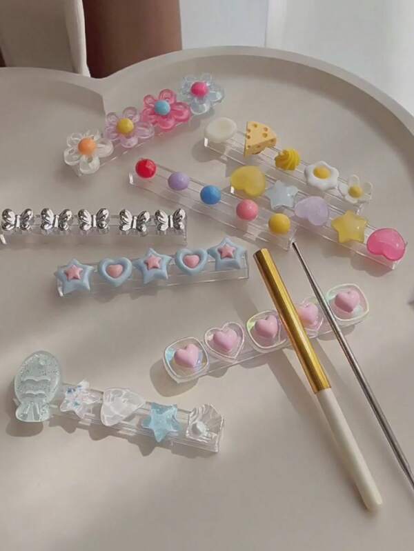 1 pieza Soporte de almacenamiento de bolígrafos de uñas con diseño de dibujos animados lindos, soporte de almacenamiento de bolígrafos de uñas de resina con patrones de estrella, flor, océano y queso, también se puede usar como herramienta de enrollado, herramienta auxiliar de arte de uñas, soporte de almacenamiento de bolígrafos de terapia de luz de uñas