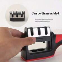 Knife Sharpener, Handheld 3 Segments Kitchen Knife Sharpener Tool Multipurpose Knife Sharpening For Kitchen Knives Repair Restore Polish Red And Black - 黑色 - 查看 5