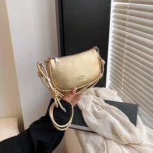 Bolso bandolera mini con textura de litchi para mujer, nuevo bolso diario compacto y versátil con estilo - Dorado - Ver 6