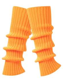 1 Pair Solid Color Knitted Leg Warmers, Y2K Style, Comfortable - Multicolor - View 13