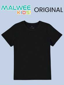 Malwee Children's Short Sleeve Basic Cotton T-Shirt With UV Mesh - 黑色 - 查看 8