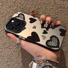 Fashionable Black Shockproof Phone Case With Fun Soft Edges, Compatible With For 16, 11, XR, XS Max, 12, 13, 14, 15 Plus Pro Max, For Couples. - Black - View 2