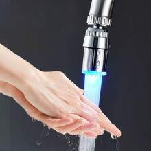 1pc Gradient LED Faucet Light, Color Changing Water Stream, Plastic Material, Fixed LED Tap For Kitchen & Bathroom Sink Ideal For Christmas, New Year Decoration, Valentine'S Gift
