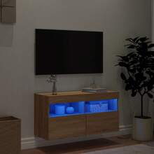 vidaXL TV Wall Unit With LED Lighting 80x30x40 Cm Sonoma Oak Color