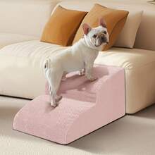 Dog Stairs & Ramp - High-Density Foam Pet Steps, Extra-Wide Non-Slip Orthopedic Dog Ladder With Soft Foam Padding, For Injured/Senior Pets & Small Cats To Access High Beds/Couches - Pink - View 2