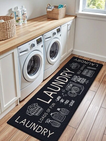 DAJIANG 1 件装现代洗衣房地垫，柔软条纹地毯，玄关地毯，厨房地垫，可机洗，防尘字母地毯，家居装饰，节日房间装饰