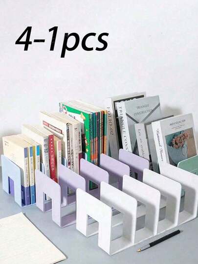 1/2/4pcs Plastic Desktop Bookshelf, Desk Organizer, Desktop Storage Rack, Bookshelf, File Rack, Suitable For Office Desk, Dorm Desk Organization
