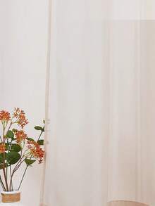 1pc Elegant Transparent Lotus Root Pink Sheer Curtain With Rod Pocket Design, Suitable For Bedroom, Living Room, Kitchen, Bathroom, Modern Home Decor - Dusty Pink - View 4