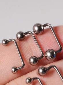 1 PC F136 Titanium Embedded Nail Double Ball Head Right Angle Shiny Skin Implant Nail Double Cone Outerthread Surface Barbell Piercings 90 Degree Dermal Anchor Hide In Skin Piercings Body Jewelry 16G Sexy Unisex - Titanium Color - View 5