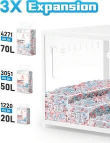 BUCATSTATE 70L Ropa De Cama para Hámster Y Pequeños Animales, 99% Libre De Polvo, Control De Olores, 3X Expansión, para Hámsteres, Cobayas, Conejos, Jerbos, Chinchillas (Blanco) - Blanco - Ver 6