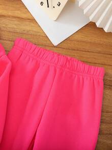 Baby Girl Fashionable Leopard Print Heart Graphic Hoodie And Pants Set, Autumn/Winter