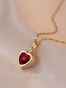 1pc Fashionable Minimalist 18K Gold Plated Heart Pendant Necklace, Elegant Vintage Style Jewelry Gift For Women, Delicate Gold Necklace