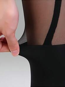 1件女士时尚仿吊带紧身裤 - 黑色 - 查看 2