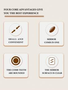 1pc Portable Folding Air Cushion Comb With Integrated Makeup Mirror, Compact Travel Hair Brush For Ladies Daily Use & On-The-Go Styling