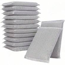 إسفنجة تنظيف المطبخ عالية الكثافة من الحرير الفضي، إسفنجة كشط سحرية، فرشاة كشط الوجه، إسفنجة غسيل الأطباق، إسفنجة تنظيف كاشطة عالمية - فضي - مشاهدة 2