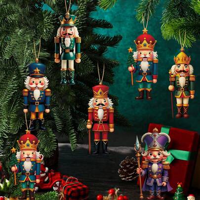 12/24/36/48 件圣诞雪花、胡桃夹子士兵纸吊坠、不同设计的胡桃夹子和雪花，适用于圣诞礼物、圣诞派对装饰、圣诞树装饰吊坠、圣诞主题装饰吊坠、圣诞室内外装饰