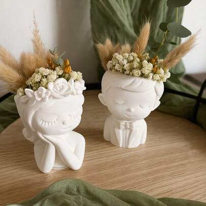 3 moldes de resina epoxi de cristal, moldes para flores, belleza, niño sonriente, planta en maceta, moldes para velas de cera, soporte para bolígrafos y almacenamiento, adecuados para decoración del hogar, decoración navideña y regalos