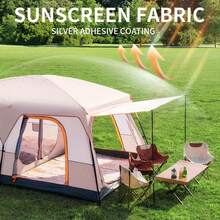 2-Room 1-Living Room Outdoor Tent, Durable Polyester & Iron Frame, Zippered Closure, Suitable For Camping, Hiking, Backyard, Mixed Color - Portable Family Camping Shelter, Suitable For Camping, Hiking Gear, Natural Environment, Sturdy Structure, Adventure Enthusiasts, Camping Equipment, Spacious Design, Weather-Resistant Material, Adventure Travelers