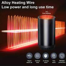 Máy sưởi đa năng 12V, máy sưởi rã đông, máy lọc không khí, máy sưởi kính chắn gió, thích hợp cho mùa hè và mùa đông, hình cốc, sưởi ấm nhanh chóng và tiện lợi - màu đen - Xem 6