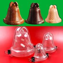 3pcs Christmas Bell Chocolate Mold, 3D Stereoscopic Christmas Chocolate Candy Mold, PC Material Filled Chocolate Candy Making Tool - Transparent - View 4