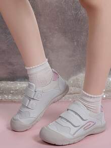 Hook And Loop Embroidered Children's Functional Shoes, Toe Protection, Versatile Little White Shoes, Soft Bottom, Breathable, Toddler Walking Shoes, Spring/Summer New Outdoor Sports Shoes, Suitable For Outings, Vacations, Indoor & Outdoor Activities - White - View 3