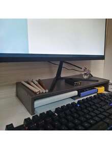 1 件符合人体工程学的桌面显示器支架 - 办公桌储物整理器，日常使用架子，无需低头工作 - 查看 6